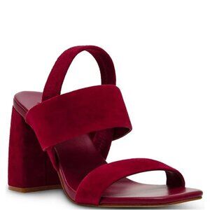 Steve Madden Marbell Burgundy Suede Block Heel Dress Sandal Women's Size 10 NEW